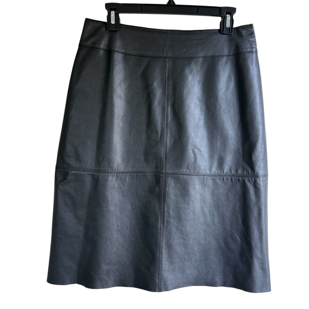 Classiques Entier Black 100% Leather Midi Pencil Skirt Women’s size 10 Lined